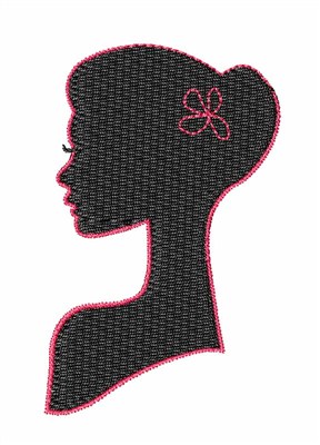 Woman's Profile Silhouette Machine Embroidery Design