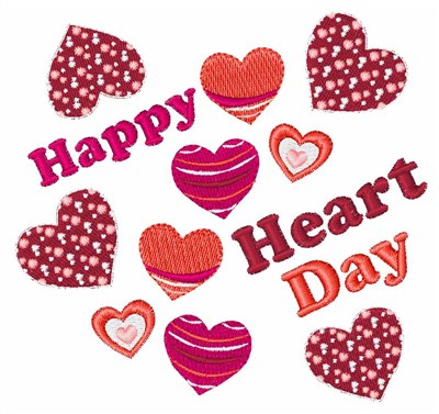 Happy Heart Day Machine Embroidery Design