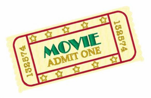 Picture of Movie Night Ticket Stub Machine Embroidery Design
