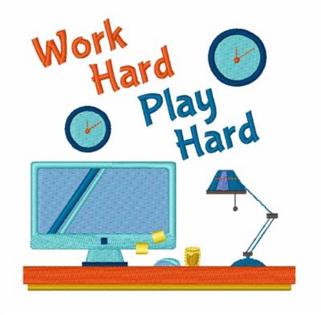 Picture of Work Hard Play Hard Machine Embroidery Design