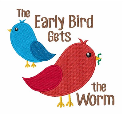 Early Bird Gets Worm Machine Embroidery Design