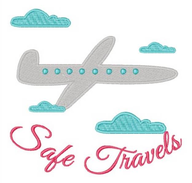 Picture of Safe Travels Airplane Machine Embroidery Design