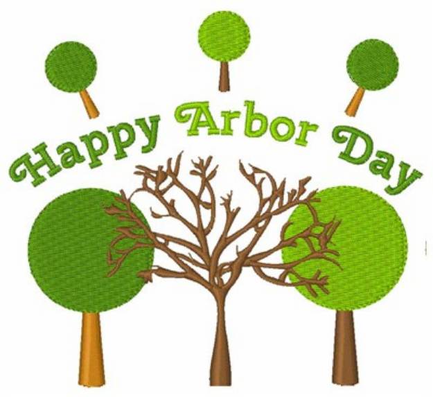 Picture of Happy Arbor Day Machine Embroidery Design