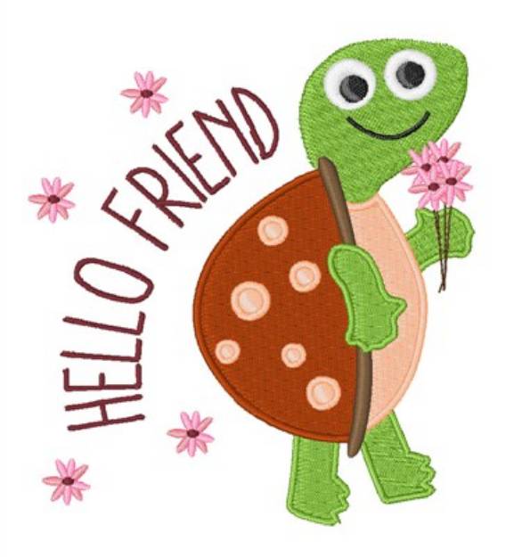 Picture of Hello Friend Turtle Machine Embroidery Design
