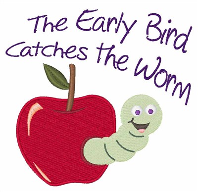 Early Bird Catches Worm Machine Embroidery Design