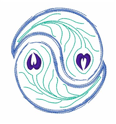 Peacock Feather Yin Yang Machine Embroidery Design