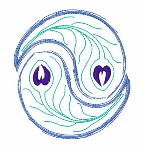 Picture of Peacock Feather Yin Yang Machine Embroidery Design