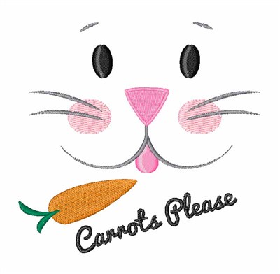 Pink Bunny Carrots Please Machine Embroidery Design