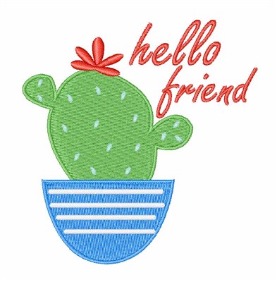 Hello Friend Cactus Machine Embroidery Design