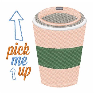 Pick Me Up Coffee Machine Embroidery Design