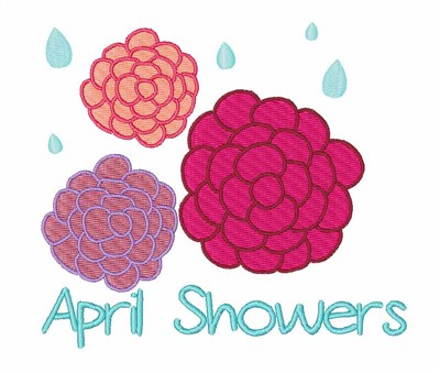 April Showers Spring Flowers Machine Embroidery Design