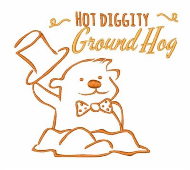 Picture of Hot Diggity Ground Hog Machine Embroidery Design