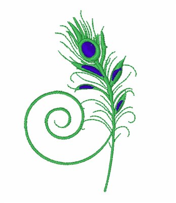 Fancy Peacock Quill Feather Machine Embroidery Design