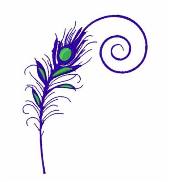 Picture of Swirl Peacock Quill Feather Machine Embroidery Design