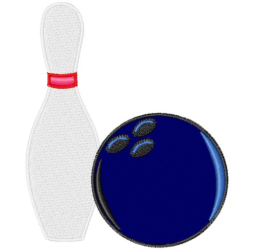Bowling Ball & Pin Machine Embroidery Design