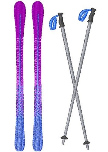 Skis & Poles Machine Embroidery Design