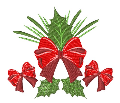 Holly Bows Machine Embroidery Design
