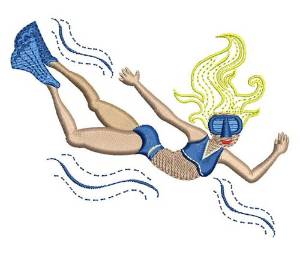 Picture of Female Diver Machine Embroidery Design