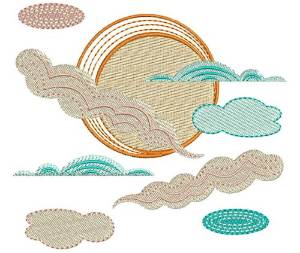 Picture of Sun & Clouds Machine Embroidery Design