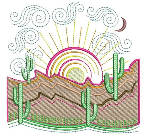 Desert Landscape Machine Embroidery Design