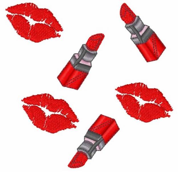 Picture of Lipstick Kiss Machine Embroidery Design