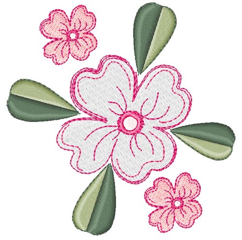 Pink Flowers Machine Embroidery Design