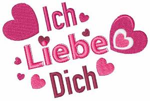 Picture of Ich Liebe Dich Machine Embroidery Design