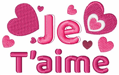 French I Love You Machine Embroidery Design