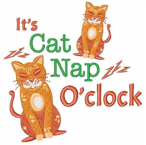 Its Cat Nap OClock Machine Embroidery Design