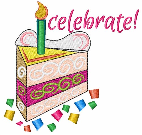 Celebrate Birthday Cake Machine Embroidery Design