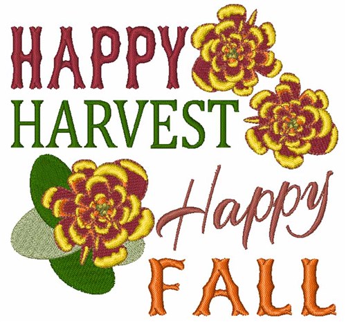 Happy Harvest Happy Fall Machine Embroidery Design