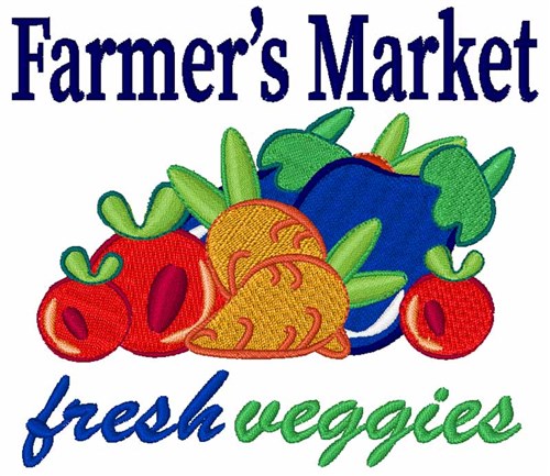 Farmers Market Fresh Veggies Machine Embroidery Design