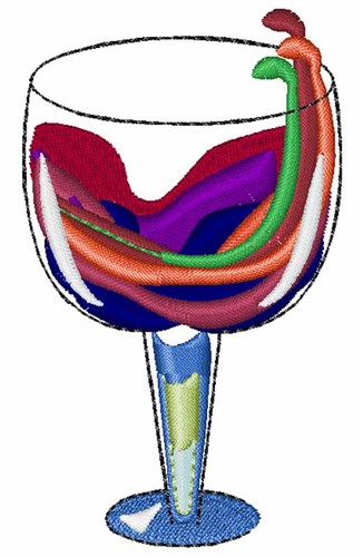 Wine Glass Machine Embroidery Design