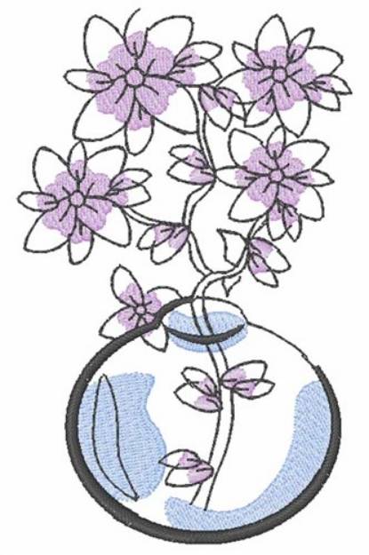 Picture of Purple Flowers In Vase Machine Embroidery Design