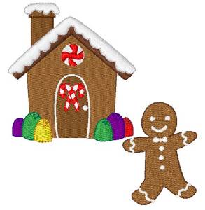 Picture of Gingerbread Man & House Machine Embroidery Design