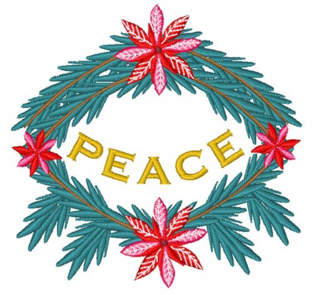 Picture of Holiday Peace Wreath Machine Embroidery Design