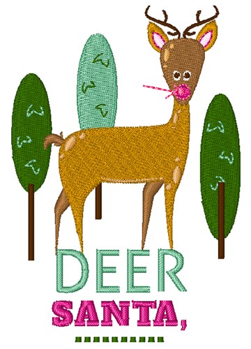 Deer Santa Machine Embroidery Design