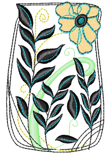 Floral Vase Machine Embroidery Design