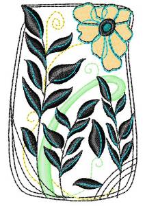 Picture of Floral Vase Machine Embroidery Design