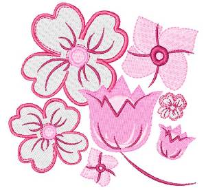 Picture of Delicate Flowers Machine Embroidery Design