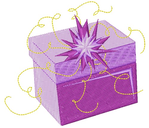 Purple Present Box Machine Embroidery Design