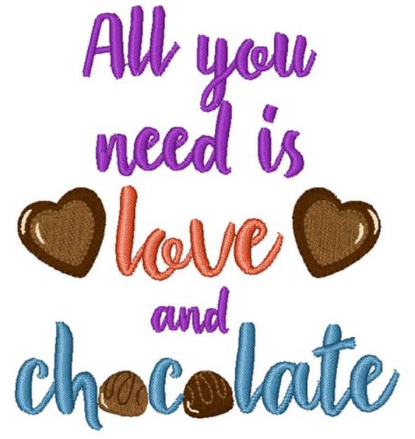 Picture of All You Need Is Chocolate Machine Embroidery Design