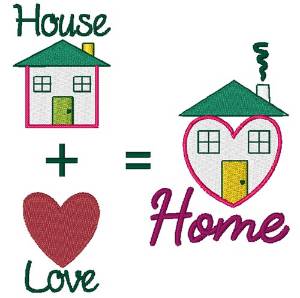 Picture of House + Love = Home Machine Embroidery Design