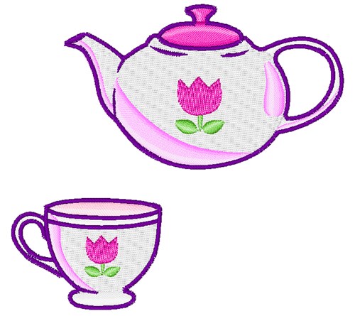Teapot & Teacup Machine Embroidery Design