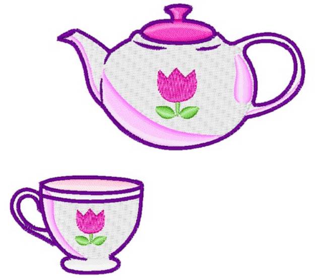 Picture of Teapot & Teacup Machine Embroidery Design