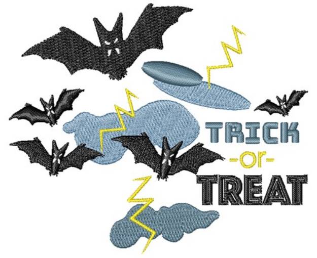 Picture of Trick Or Treat Bats Machine Embroidery Design