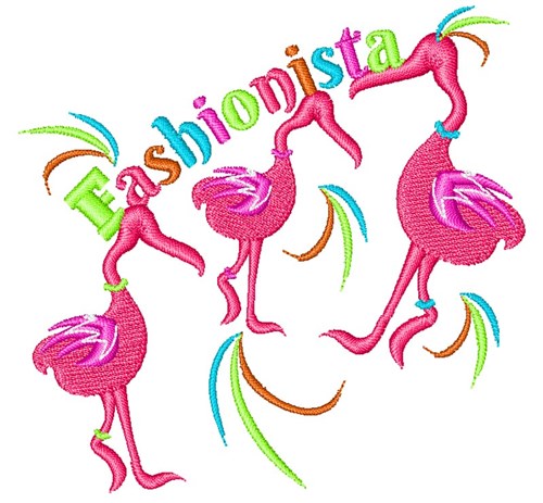 Flamingo Fashionista Machine Embroidery Design