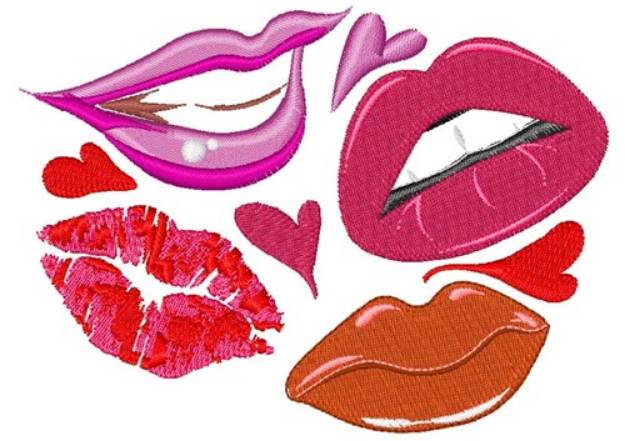 Picture of Lipstick Kisses Machine Embroidery Design