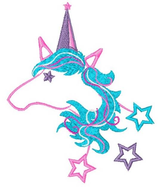 Picture of Star Studded Unicorn Outline Machine Embroidery Design