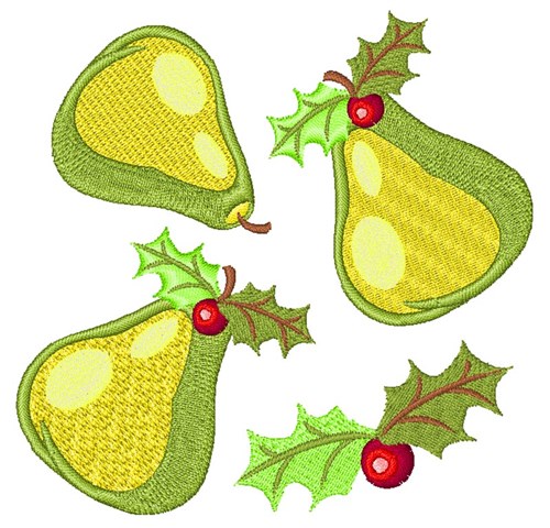 Holly  & Pears Machine Embroidery Design